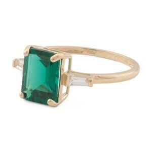 GEMOLIO 14kt Gold Lab Emerald And White Topaz Ring